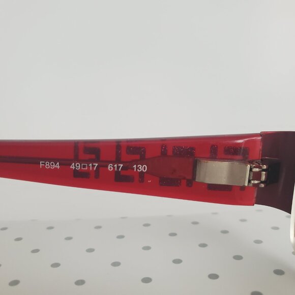 Women's Red FENDI Logo Eyeglasses Rectangular Frames *  READ - Picture 9 of 11